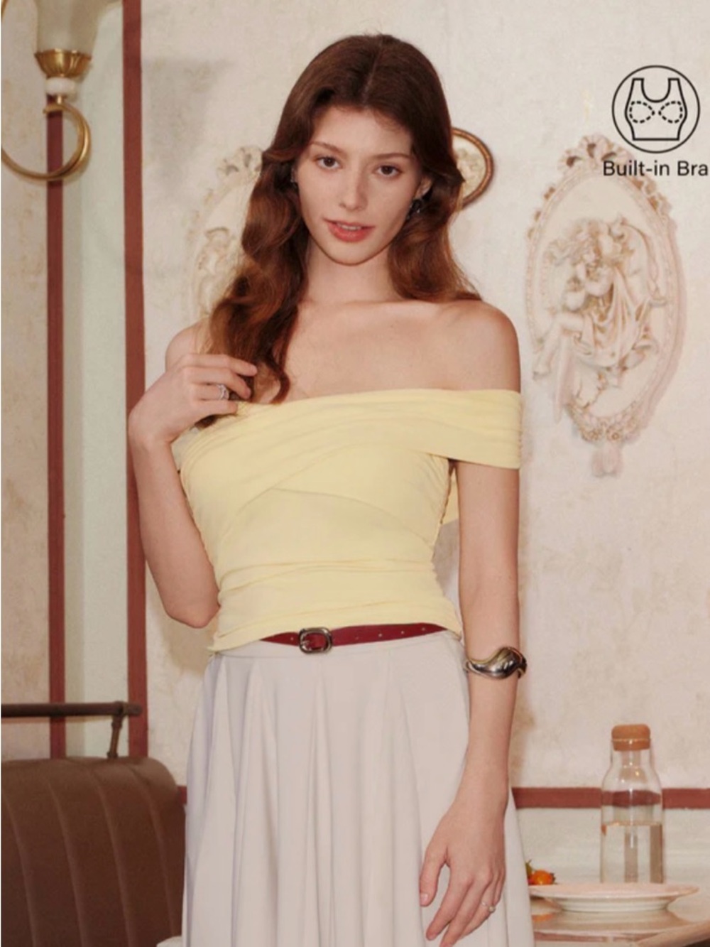 OGL CRISS CROSS OFF SHOULDER TOP WITH BUILT IN BRA NWT